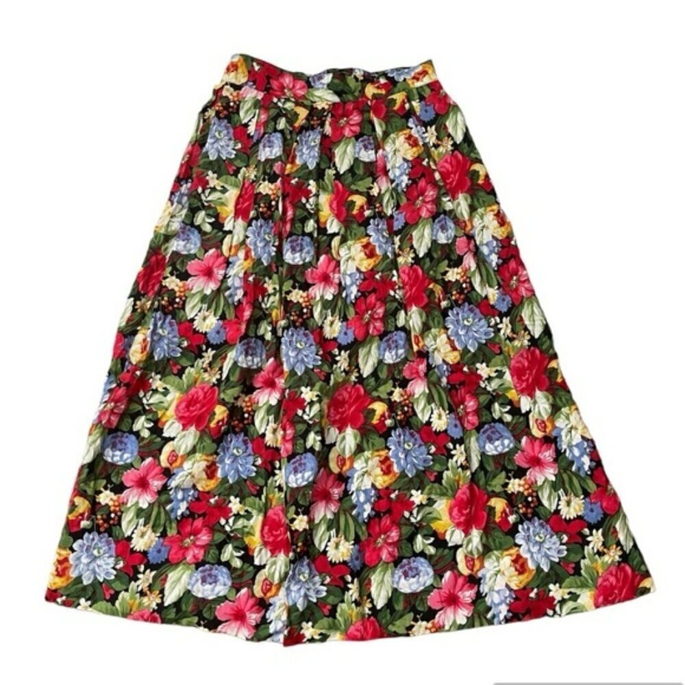 Beechers Brook Vintage Multicolor A-line Midi Skirt US S